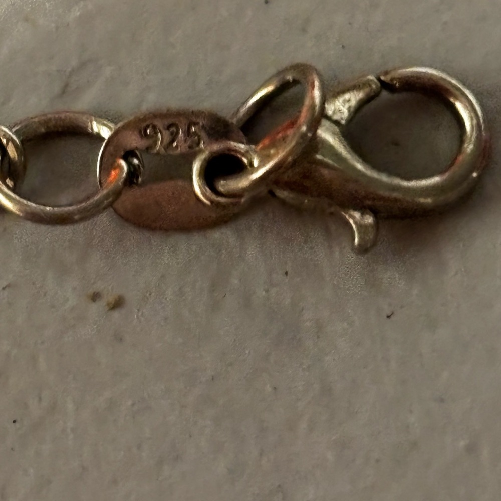 Coach Silver Necklace- White “COACH” Charm with Pink Rhinestone Center - Picture 3 of 8